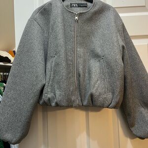 Zara Heather Gray Zip-Up Jacket